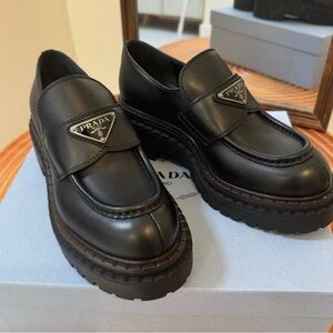 Prada Black Platform Loafers